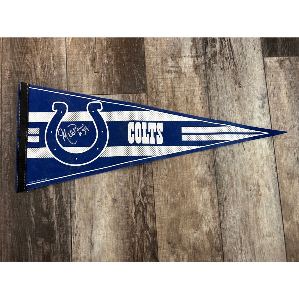 Indianapolis‎ Colts Signed Pennant Mike Prior 39 WinCraft Blue White NFL Vintage